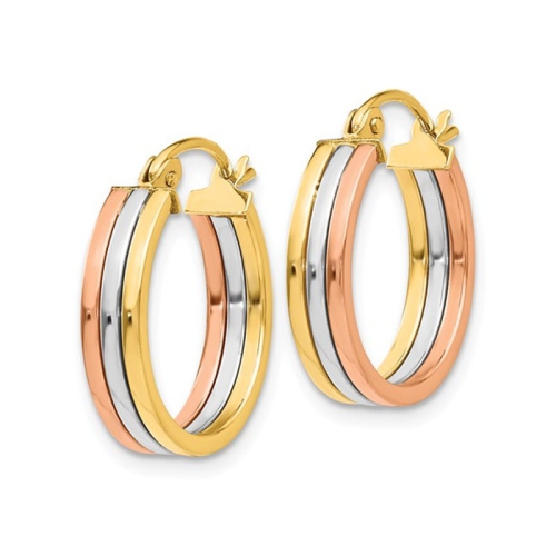 Small Hoop Earrings in 14K Yellow, White and Pink Gold 1/2 Inch