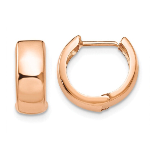 GEM AND HARMONY  14K Rose Gold Hinged Hoop Earrings In Pink