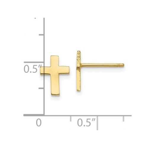 10k Polished Yellow Gold Cross Earrings
