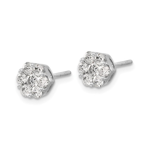 1.05 Carat Lab-Grown Diamond Cluster Earrings in 14K White Gold