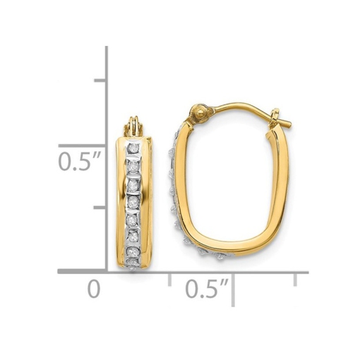 Accent Diamond Squared Hoop Earrings in 14K Yellow Gold