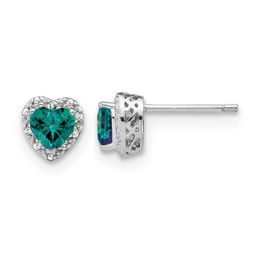 4/5 Carat Lab-Created Alexandrite Heart Stud Earrings in Sterling Silver