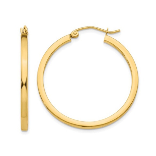 GEM AND HARMONY  Medium Hoop Earrings In 14K Gold 1 Inch (2.00 Mm) In Yellow