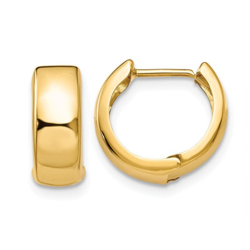 14K Yellow Gold Hinged Huggie Hoop Earrings