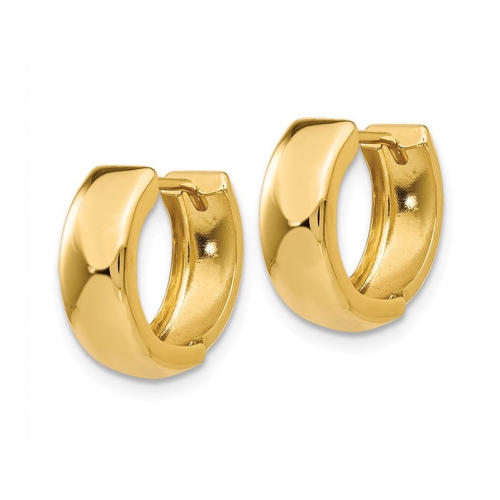 14K Yellow Gold Hinged Huggie Hoop Earrings