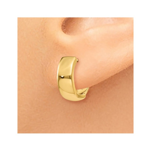 14K Yellow Gold Hinged Huggie Hoop Earrings