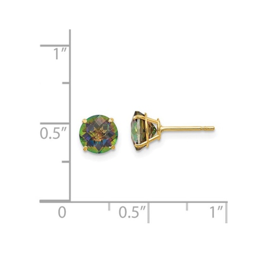 6mm Mystic Fire Topaz Solitaire Earrings in 14K Yellow Gold
