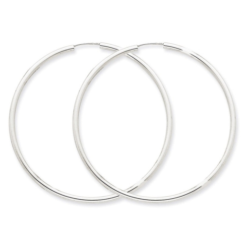 Extra Large Hoop Earrings in 14K White Gold 2 1/2 Inch