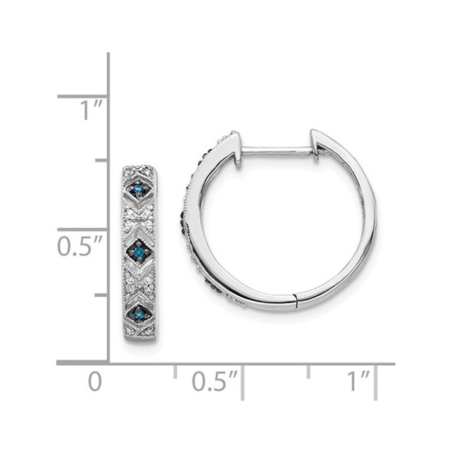 1/10 Carat Enhanced Blue & White Diamond Huggie Hoop Earrings in 14K White Gold