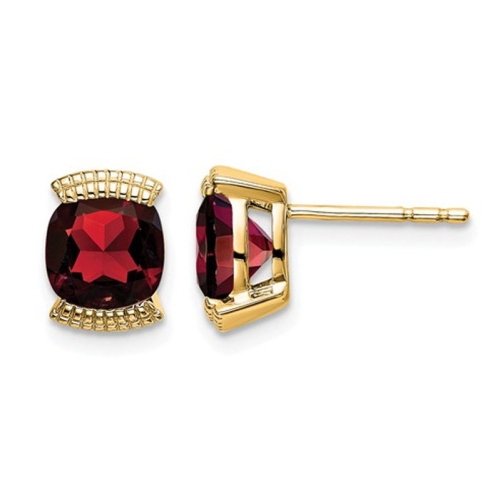 GEM AND HARMONY  14K Gold 1.75 Carat (Ctw) Natural Garnet Post Earrings In Yellow