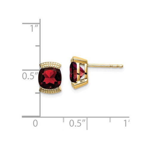 14K Yellow Gold 1.75 Carat Natural Garnet Post Earrings