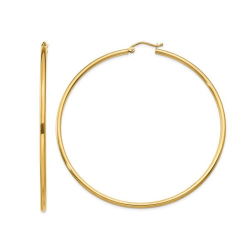 GEM AND HARMONY  14K Gold Extra Large Hoop Earrings 2 1/2 Inch (2.00 Mm) In Yellow