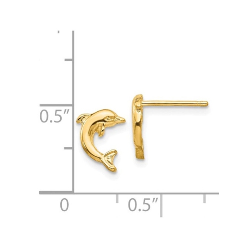 Boucles d'oreilles de charme dauphin polies or jaune 14k