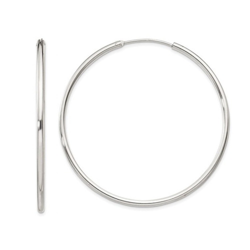 GEM AND HARMONY  Extra Large Hoop Earrings In Sterling 2 Inch (2.0Mm) In Silver