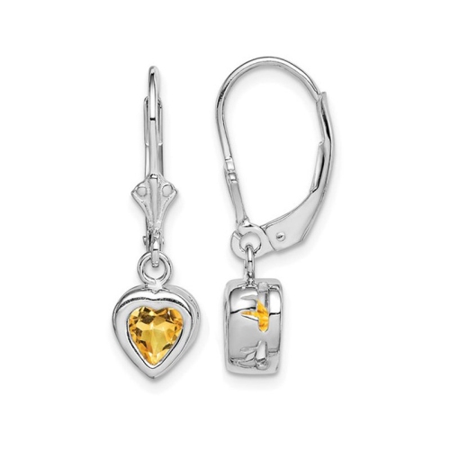 GEM AND HARMONY  1.30 Carat (Ctw) Citrine Drop Heart Earrings In Sterling In Silver