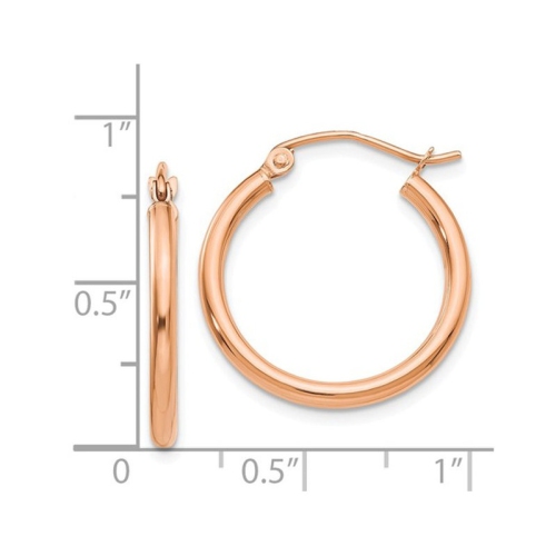 14K Rose Pink Gold Hoop Earrings 3/4 Inch