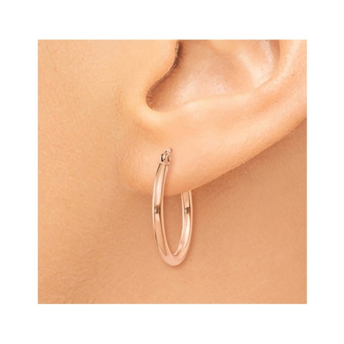 14K Rose Pink Gold Hoop Earrings 3/4 Inch