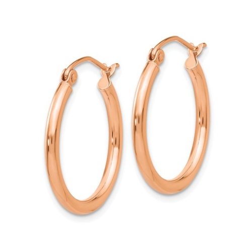 14K Rose Pink Gold Hoop Earrings 3/4 Inch