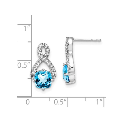 2.50 Carat Blue Topaz and Diamonds Infinity Earrings in 14K White Gold