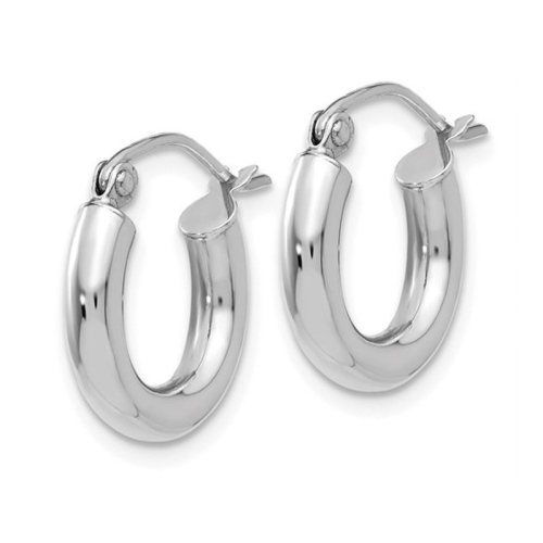 14K White Gold Small Hoop Earrings 1/2 Inch