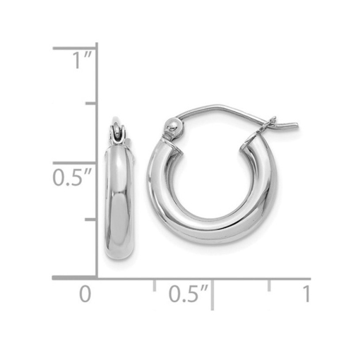 14K White Gold Small Hoop Earrings 1/2 Inch
