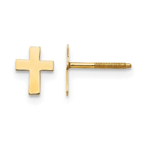 Baby Junior Cross Earrings in 14K Yellow Gold