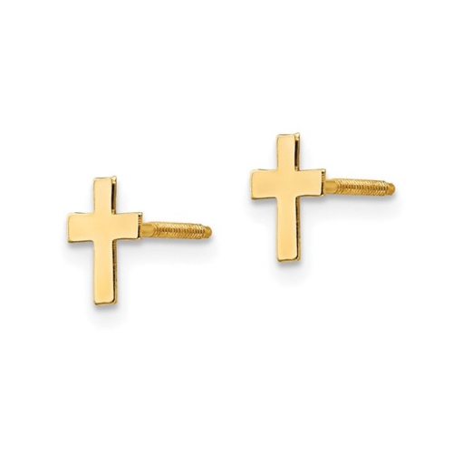 Baby Junior Cross Earrings in 14K Yellow Gold