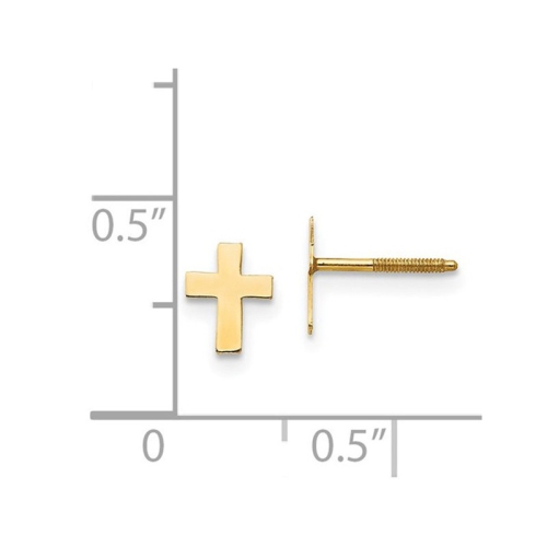 Baby Junior Cross Earrings in 14K Yellow Gold
