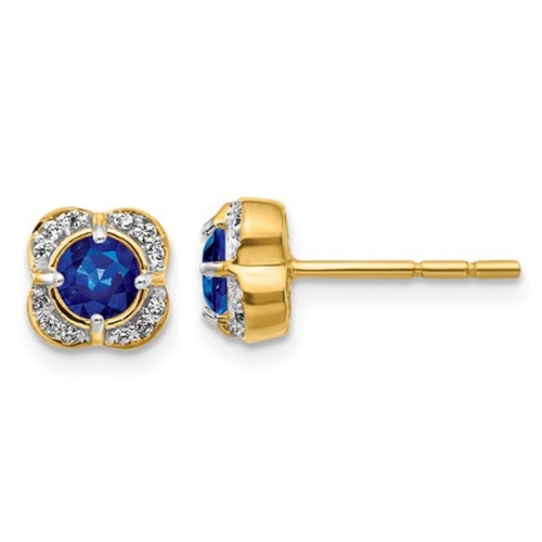 GEM AND HARMONY  1/2 Carat (Ctw) Blue Sapphire Post Earrings In 14K Gold In Yellow