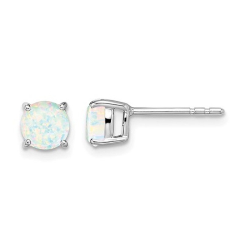 GEM AND HARMONY  9/10 Carat (Ctw) Lab-Created Solitaire Opal Earrings In 14K Gold In White