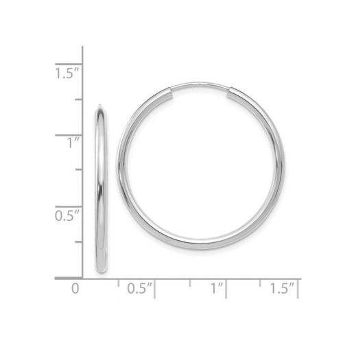 Small Hoop Earrings in 14K White Gold 1 Inch