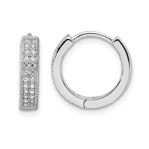GEM AND HARMONY  Cubic Zirconia (Cz) (Cz) Hoop Earrings In Sterling In Silver