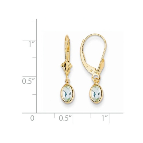 14K Yellow Gold Oval Cut Aquamarine Dangle Drop Earrings 4/5 Carat