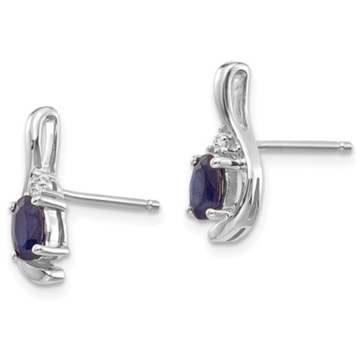1/2 Carat Natural Dark Blue Sapphire Post Earrings in 14K White Gold