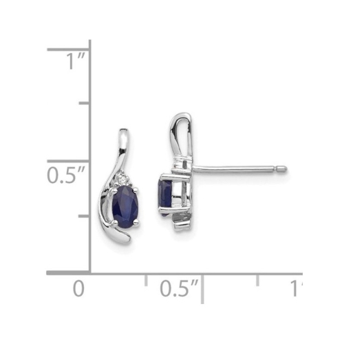 1/2 Carat Natural Dark Blue Sapphire Post Earrings in 14K White Gold