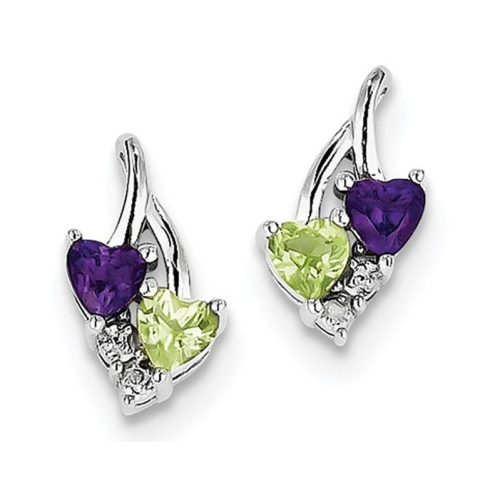 Sterling Silver Amethyst and Green Peridot Earrings