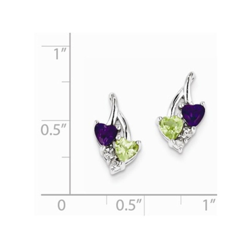 Sterling Silver Amethyst and Green Peridot Earrings