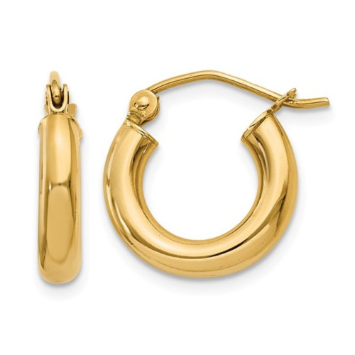 Small Hoop Earrings in 14K Yellow Gold 1/2 Inch