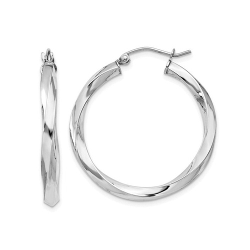 GEM AND HARMONY  Sterling Twisted Hoop Earrings 1 1/4 Inch (3.00MM Thick) In Silver