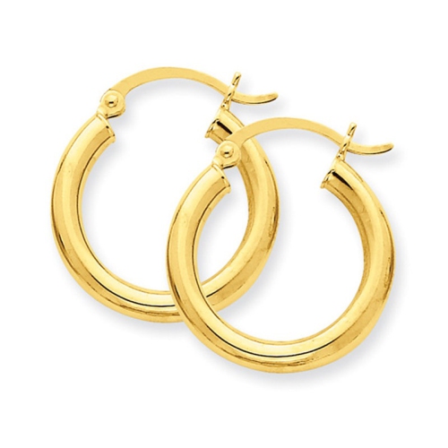 Small Hoop Earrings in 14K Yellow Gold 3/4 Inch
