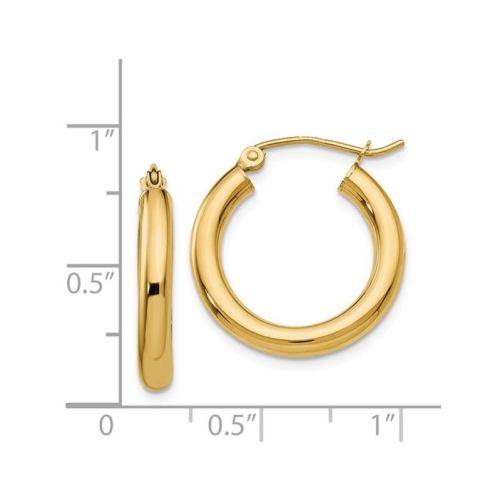 Small Hoop Earrings in 14K Yellow Gold 3/4 Inch