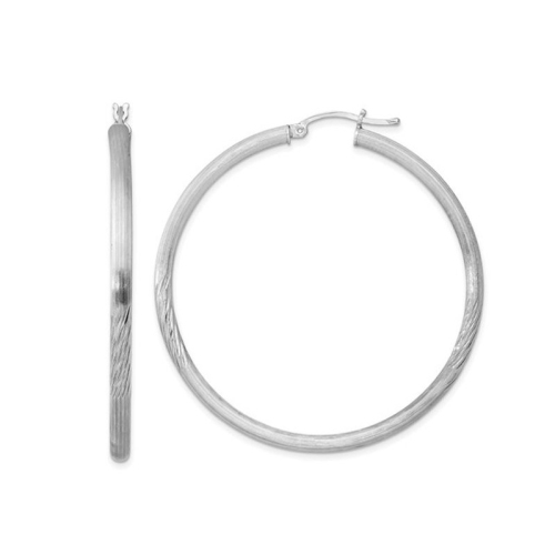 GEM AND HARMONY  Large Hoop Earrings In Sterling (3.0Mm) In Silver