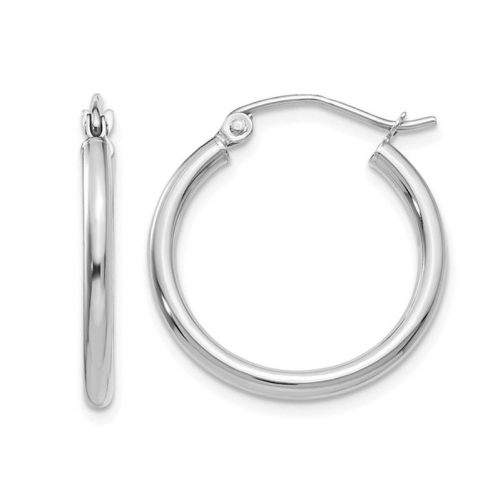 GEM AND HARMONY  Small Hoop Earrings 3/4 Inch In 14K Gold (2.00 Mm) In White