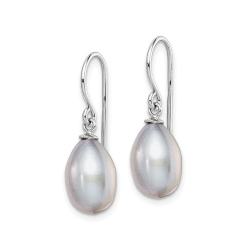 Grey Freshwater Cultured Pearl 8-9mm Dangle Earrings in Sterling Silver