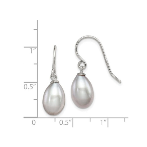 Grey Freshwater Cultured Pearl 8-9mm Dangle Earrings in Sterling Silver