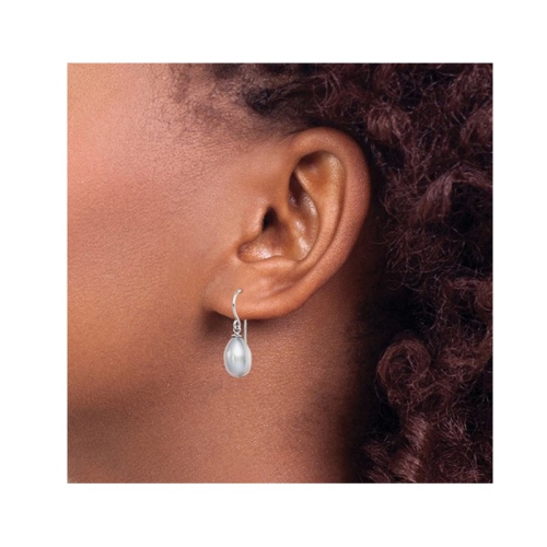 Grey Freshwater Cultured Pearl 8-9mm Dangle Earrings in Sterling Silver