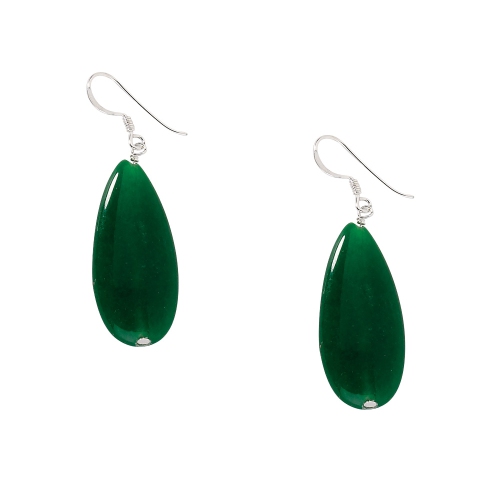 Green Jade Earrings in Sterling Silver