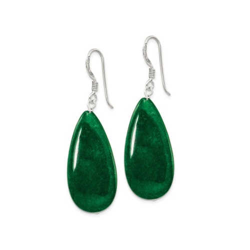 Green Jade Earrings in Sterling Silver