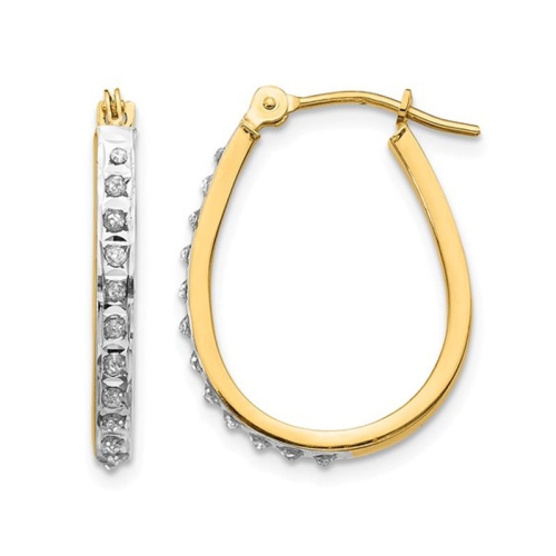GEM AND HARMONY  Accent Diamond Hoop Earrings In 14K Gold (3/4 Inch) In Yellow