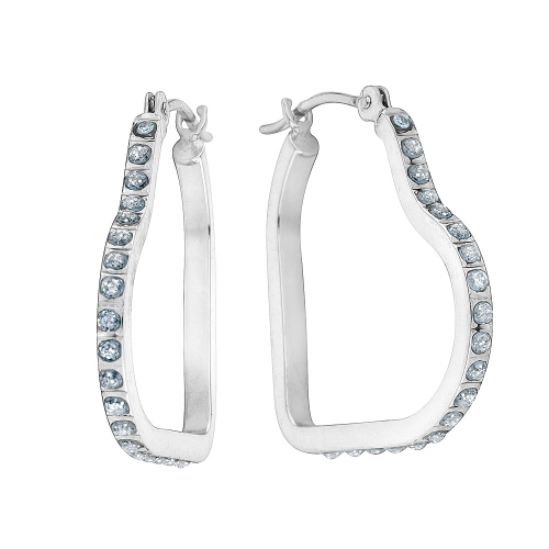 GEM AND HARMONY  Accent Diamond Heart Hoop Earrings In 14K Gold (3/4 Inch) In White